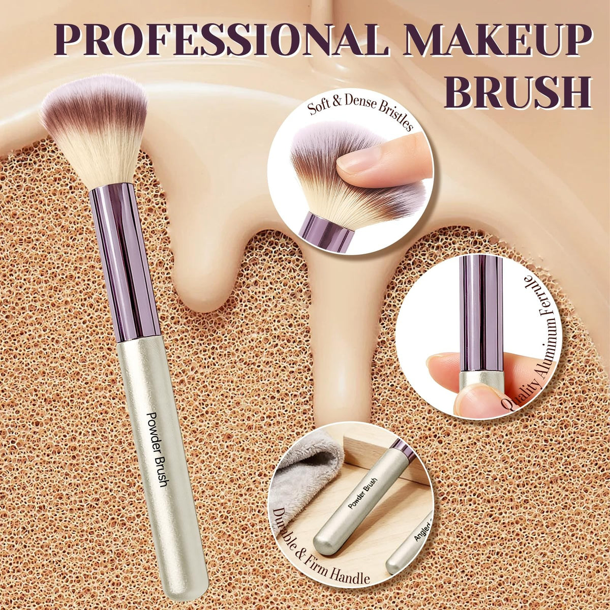 Makeup Brush Set 10 Pcs Premium Synthetic Brushes with 2 Puffs