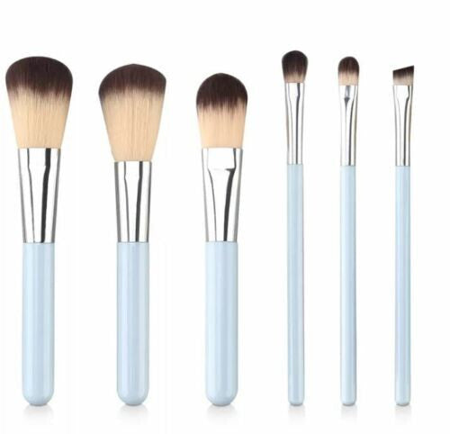 6-Piece Makeup Brush Set with Tin Case & Cleaning Accessories