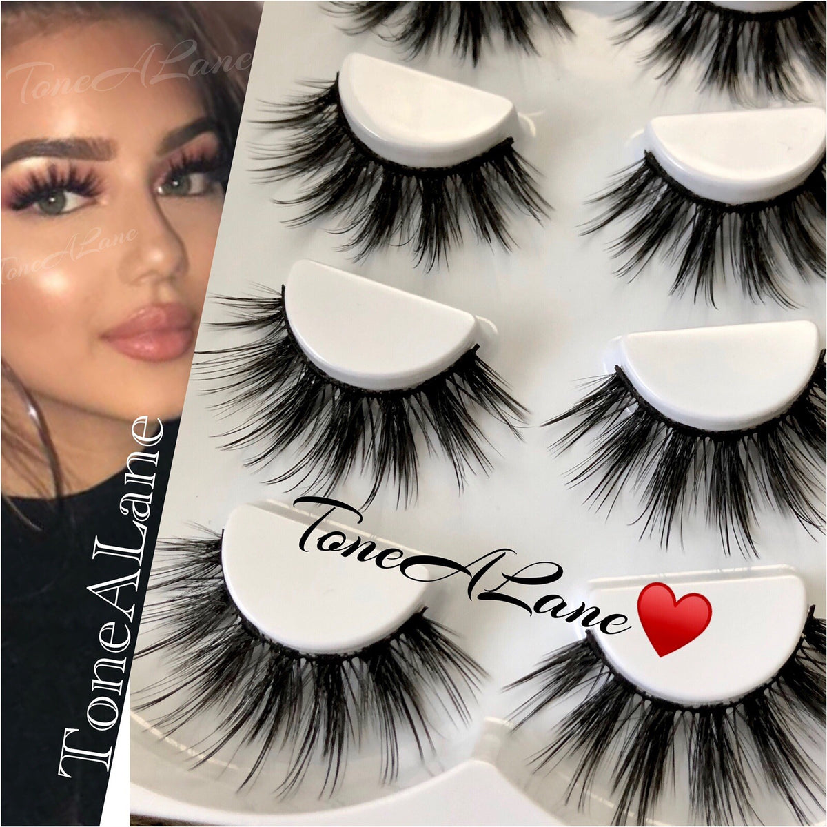 Reusable 3D Mink Eyelashes - Fluffy Wispies, Natural Handmade False Lash Set