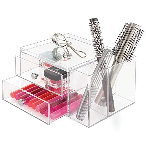 Plastic Vanity Organizer Set with 3 Drawers for Cosmetics & Office Storage