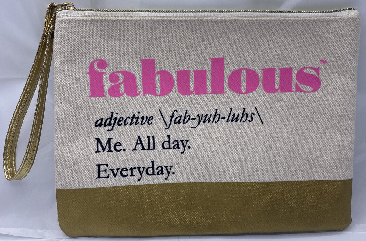 Medium Canvas Makeup Toiletry Bag with Wristlet - Water Resistant Travel Organizer