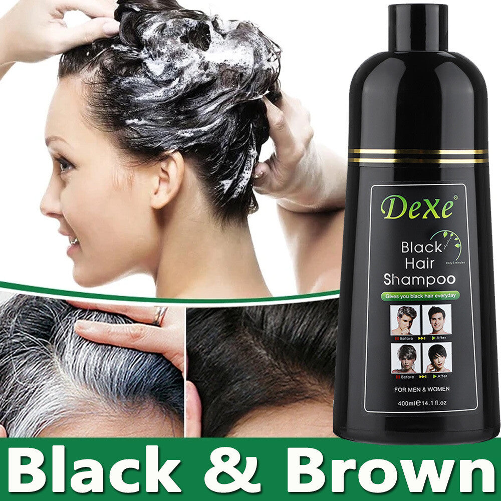 Black Hair Dye Shampoo - Instant Color Darkening Formula