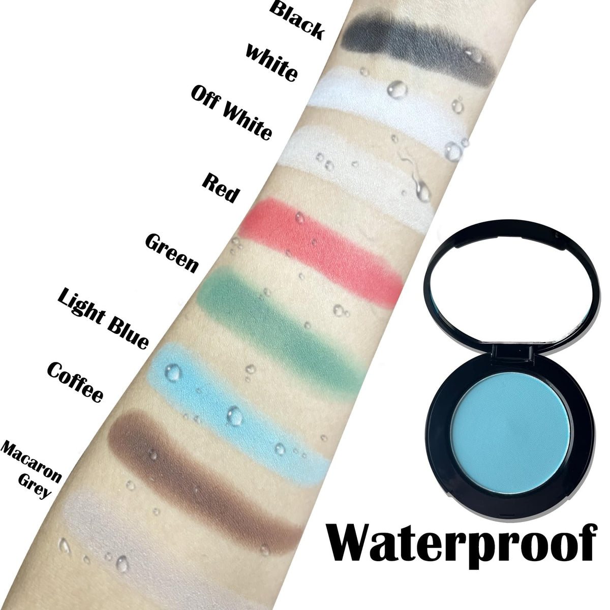 Light Blue Single Eyeshadow with Mirror - Matte Baby Blue Eye Makeup for Halloween