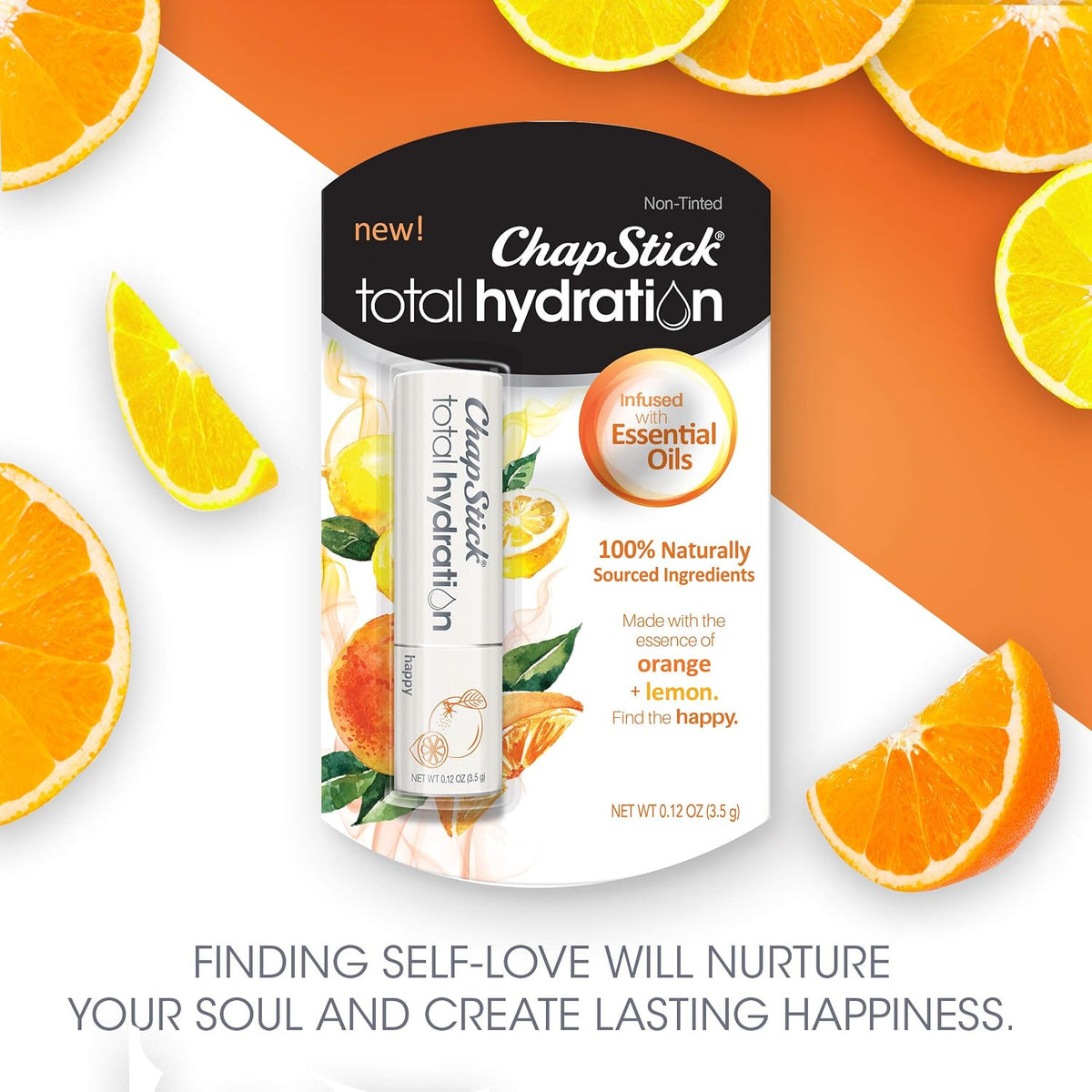 Hydrating Lip Balm with Essential Oils - Orange & Lemon, 0.12 oz Tube