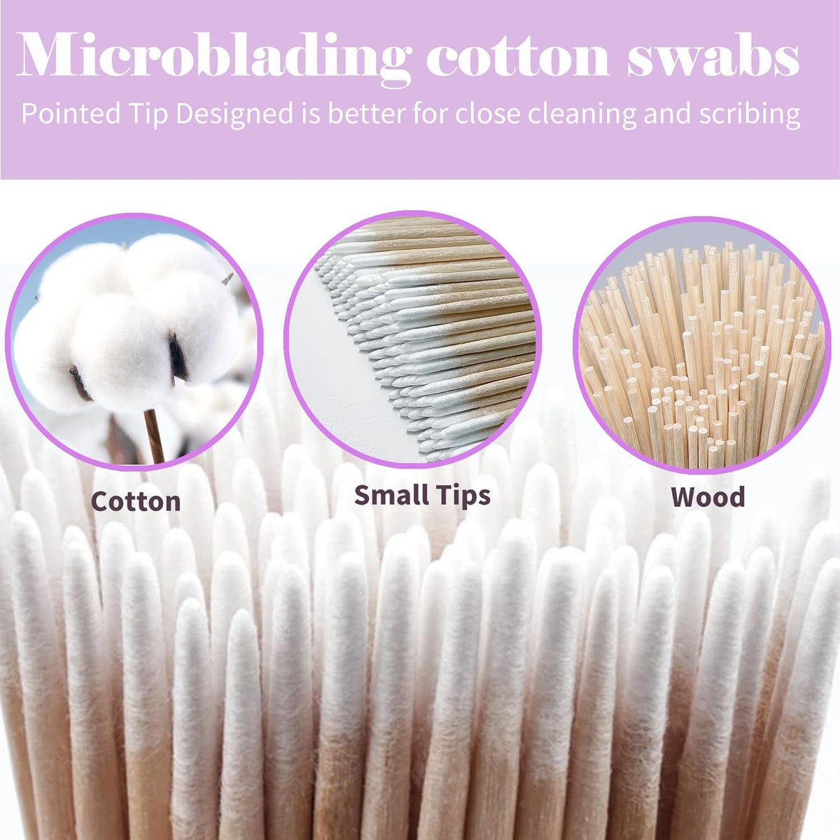 Precision Point Cotton Swabs - Microblading & Makeup Applicators, 200PCS