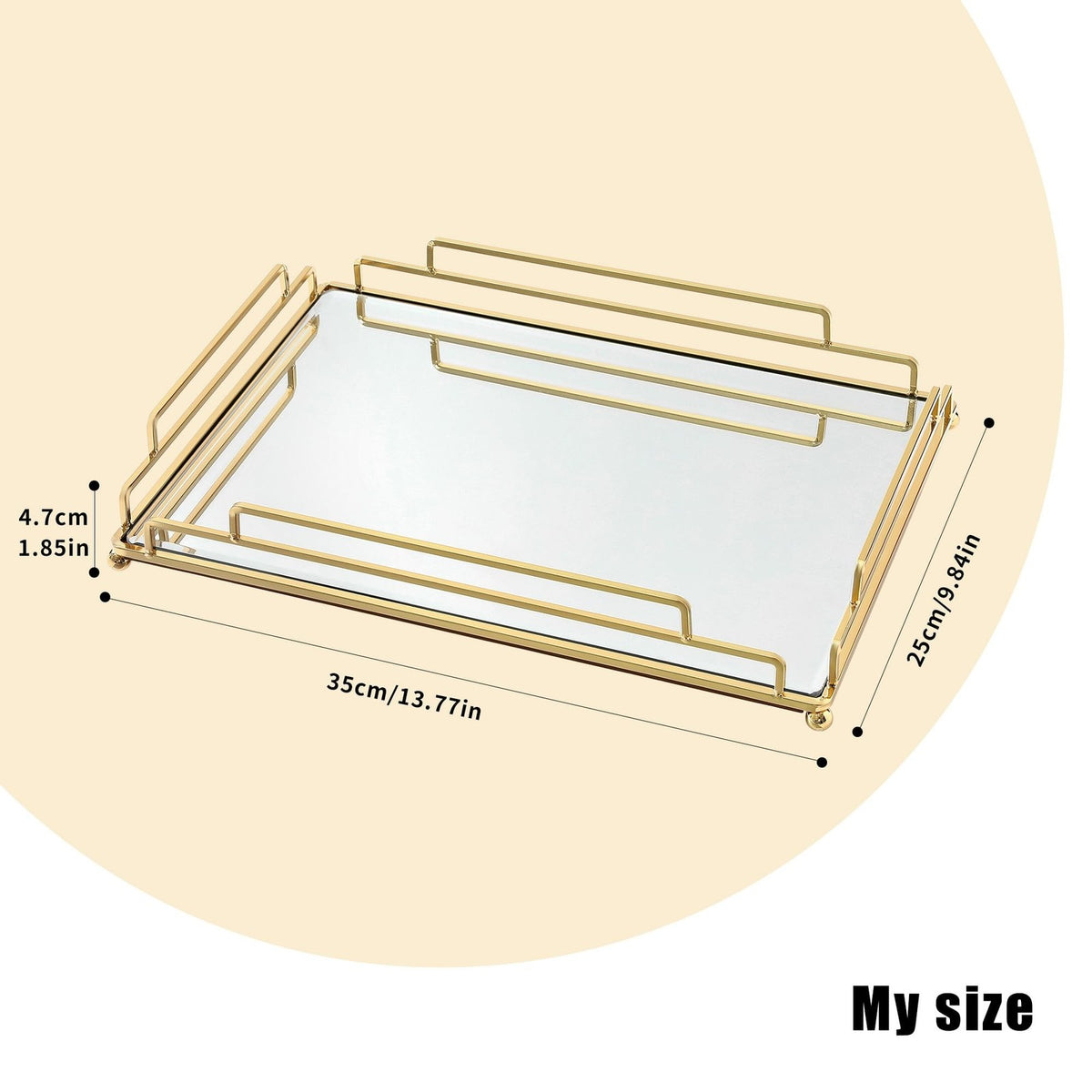 Mirror Tray - Modern Champagne Gold Vanity Tray for Bathroom & Bedroom