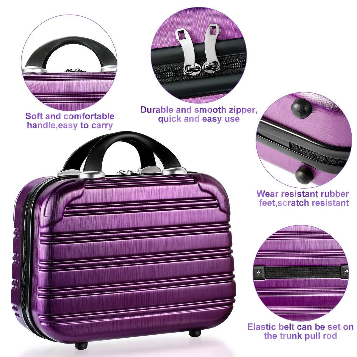 14-Inch Hard Shell Makeup Train Case - Portable Cosmetic & Toiletry Organizer