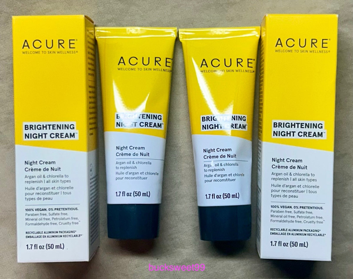 Acure Brightening Night Cream 1.7 oz Sealed Tubes - 2 Pack