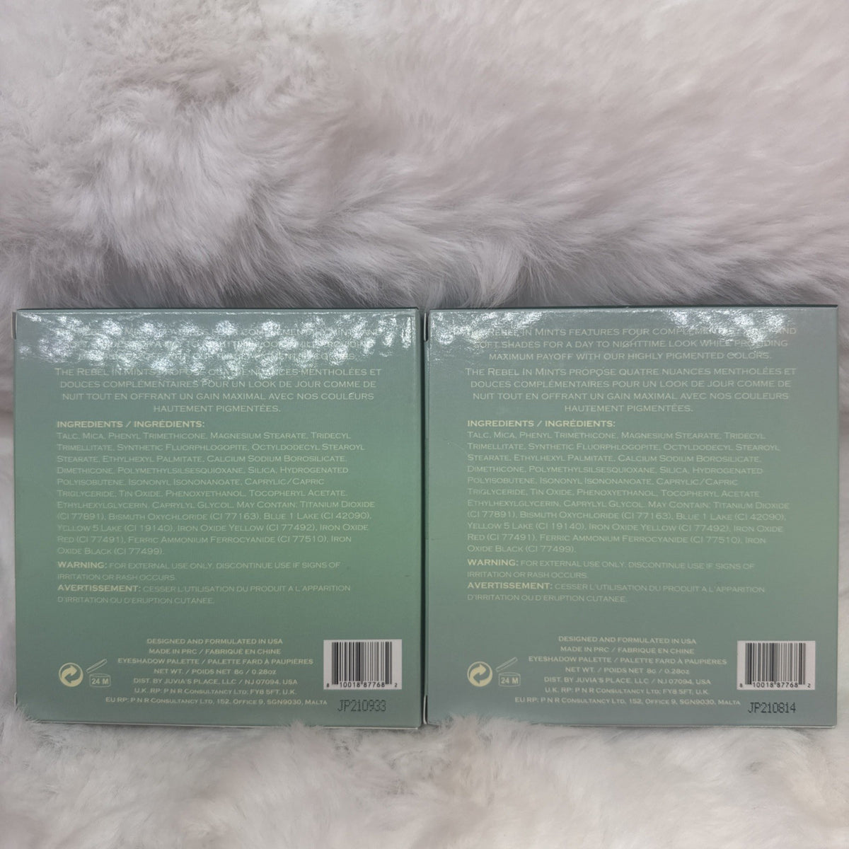 Juvia's Place Rebel Eyeshadow Palette - Mint Colors, 2 Pieces, Sealed