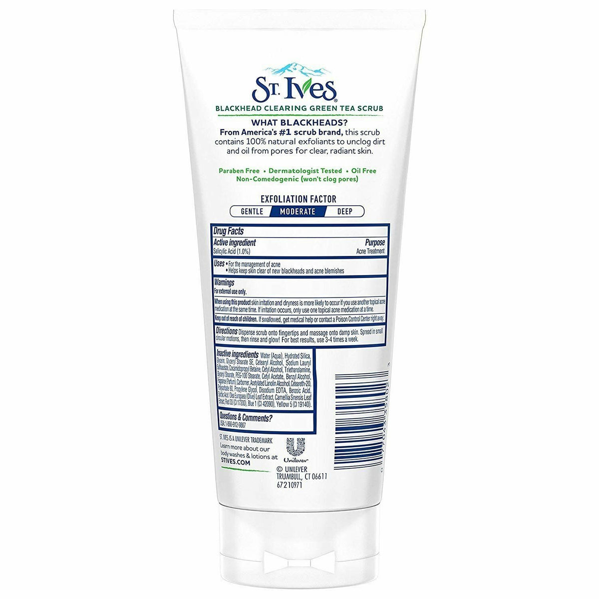 St. Ives Blackhead Clearing Green Tea Facial Scrub Natural Exfoliants