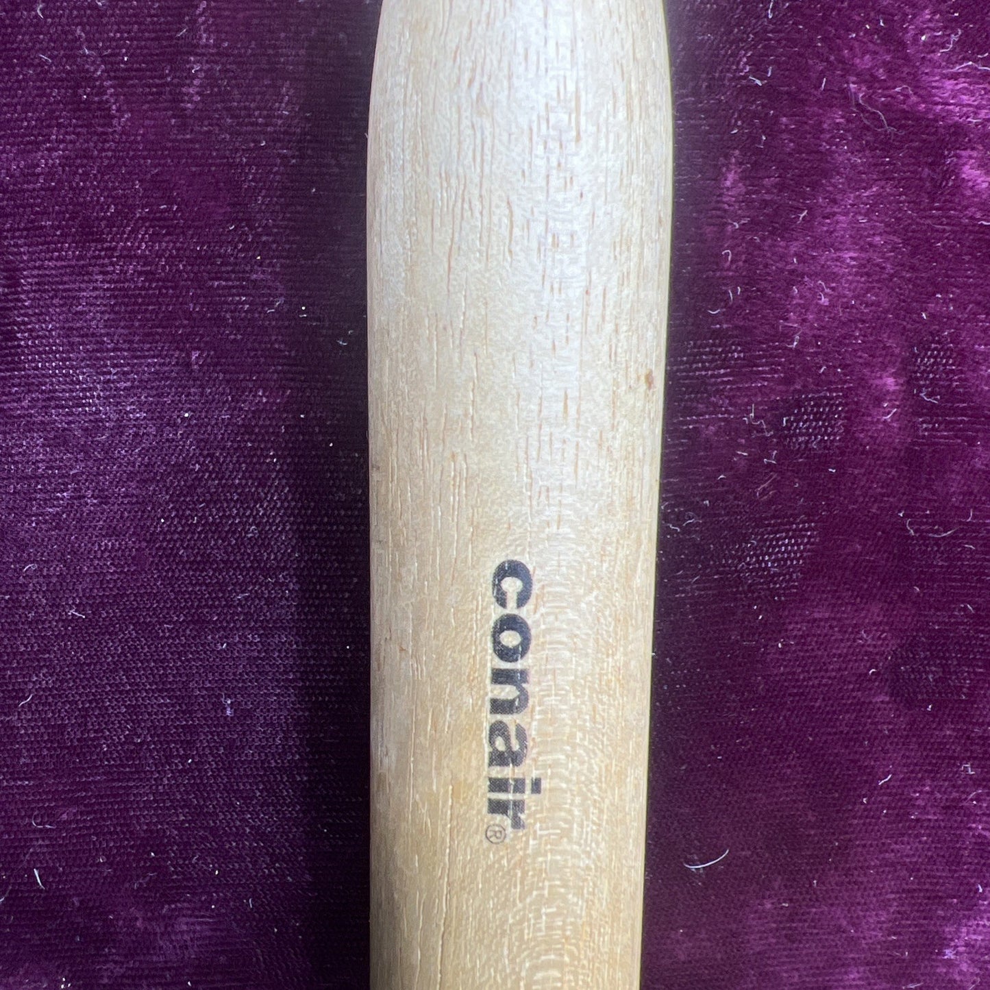 Conair Vintage Wooden Handle Thin Wire Bristle Round Hairbrush