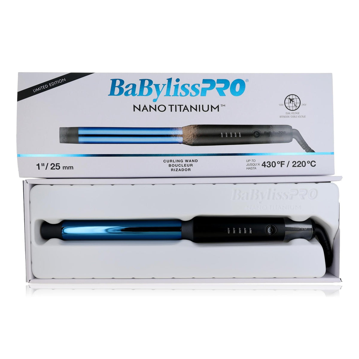 Nano Titanium Curling Wand 1 Inch - Long-Lasting Shine & Heat Up to 430°F