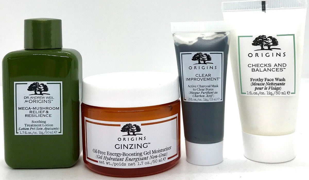Origins 4-Piece Skincare Set - Energy-Boosting Gel, Lotion, Face Wash & Mask