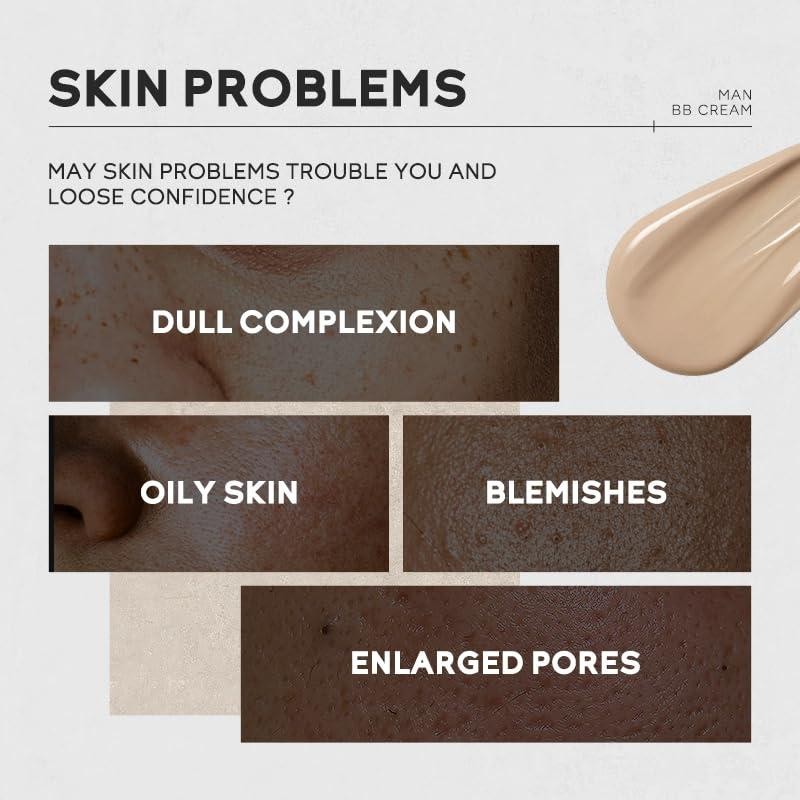 Men's Full Coverage Waterproof BB Cream Concealer with SPF 15 - Natural Tone