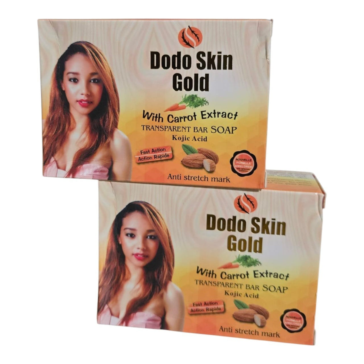 Dodo Skin Gold Kojic Acid Transparent Bar 150g - Anti-Stretch Marks, 2 Pieces