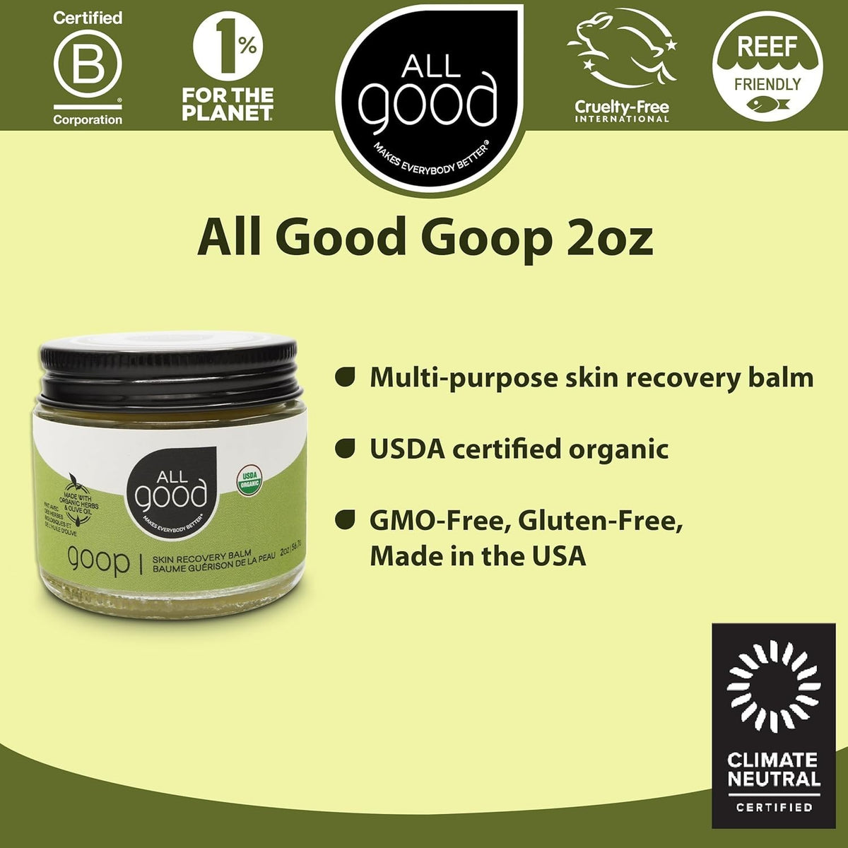 Natural Skin Recovery Balm - Organic Herbal Healing Salve 2 oz