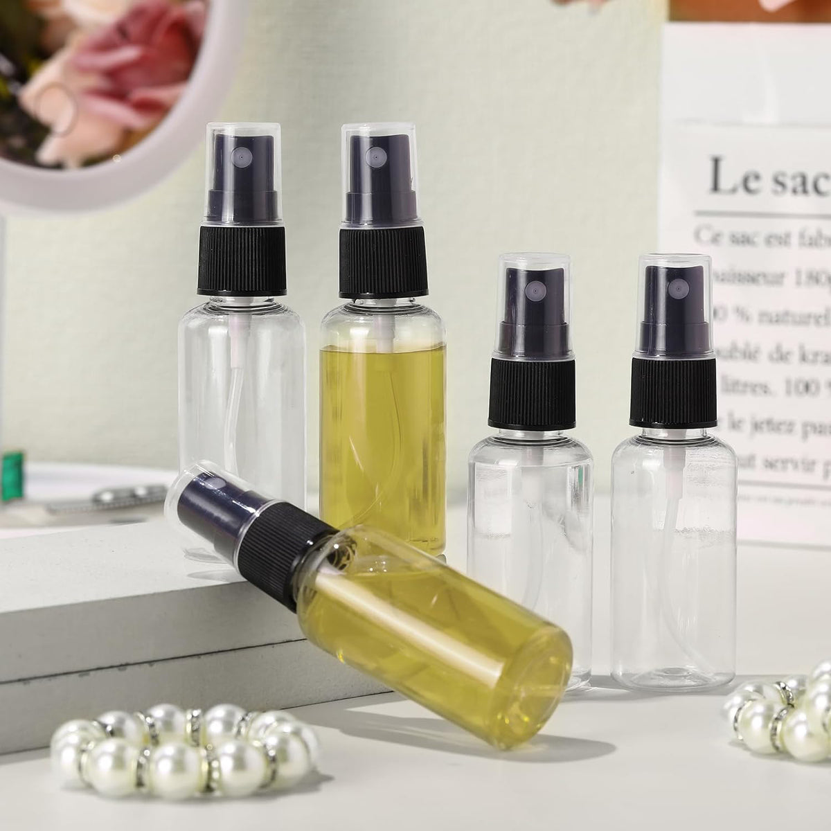 Mini Clear Spray Bottles 1 oz Plastic Travel Atomizers Fine Mist Set
