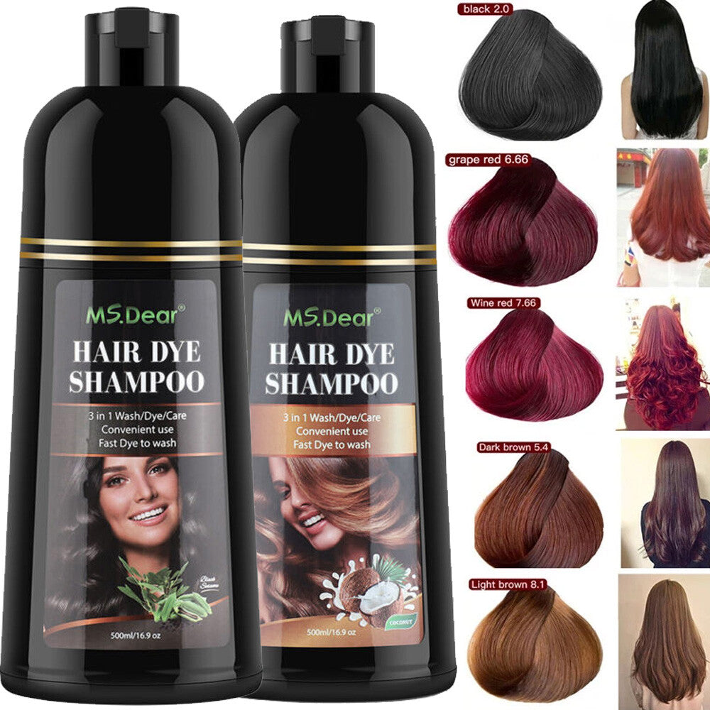 Black Hair Dye Shampoo - Instant Color Darkening Formula