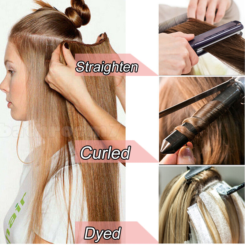 Invisible Clip-In Hair Extensions 100% Remy Human Hair - Full Head 16 Inches