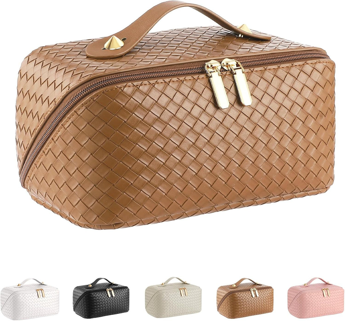Travel Makeup Bag Large Capacity Waterproof Leather Organizer for Women