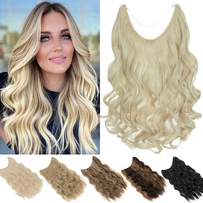 Invisible Headband with Ring and Hidden Wire for Hair Extensions - Long Wavy Style