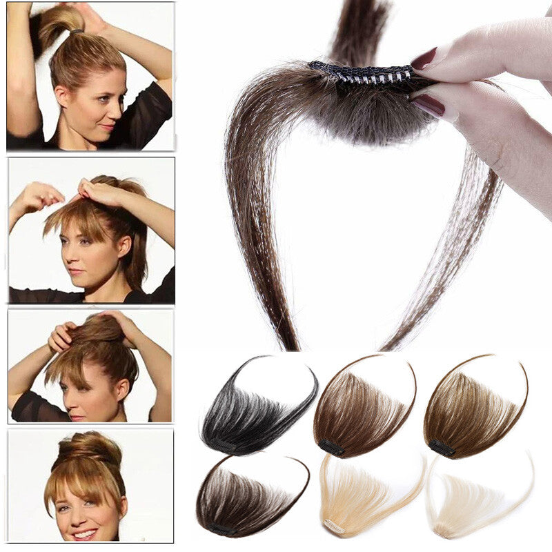 Women Remy Clip-In Hair Extensions Bangs Front Top Piece - Blonde & Dark Colors