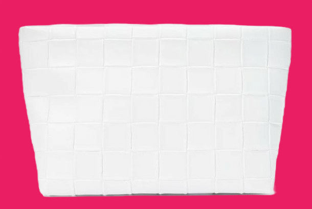 White Woven Makeup Cosmetic Bag Case Pouch for Travel & Storage