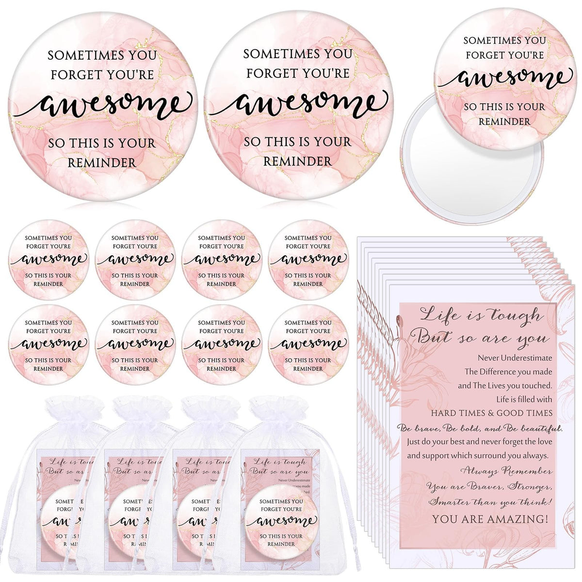 50 Pieces Sunflower Religious Inspirational Mini Pocket Compact Mirrors