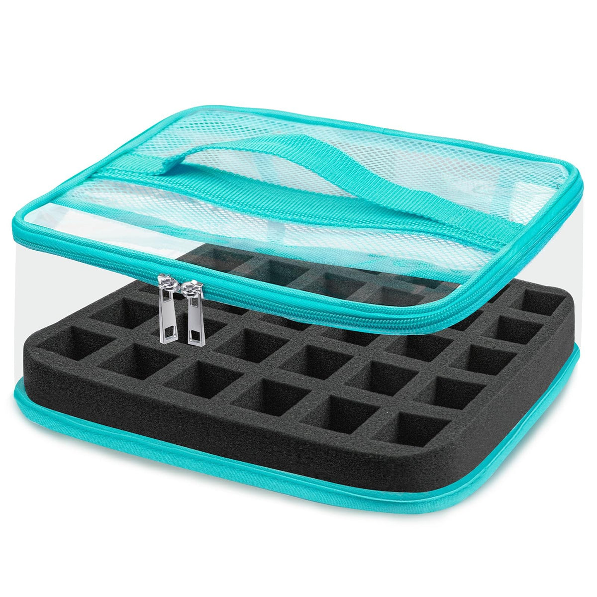 Mint Green Clear Nail Polish Organizer Case Holds 30 Bottles - Travel & Storage