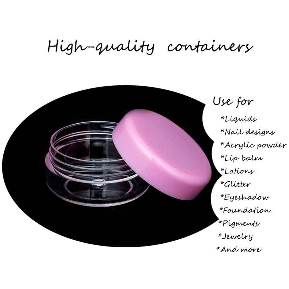 100 Pink Cosmetic Sample Containers 10g Refillable Plastic Jars with Lids