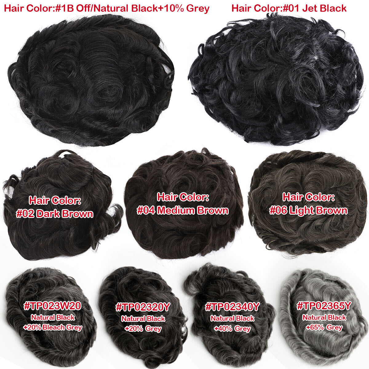 Men's Hair Replacement System Toupee with Skin-Like PU Base - Human Hair