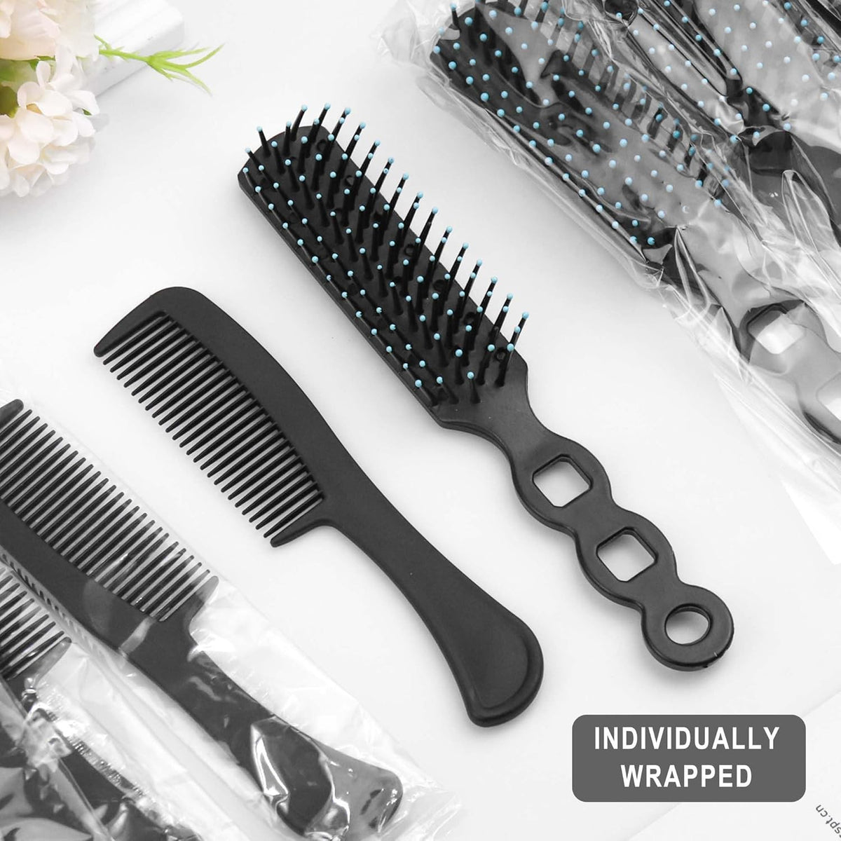Bulk Hair Brush and Comb Set - 100 Pcs for Homeless Care, Travel & Donations