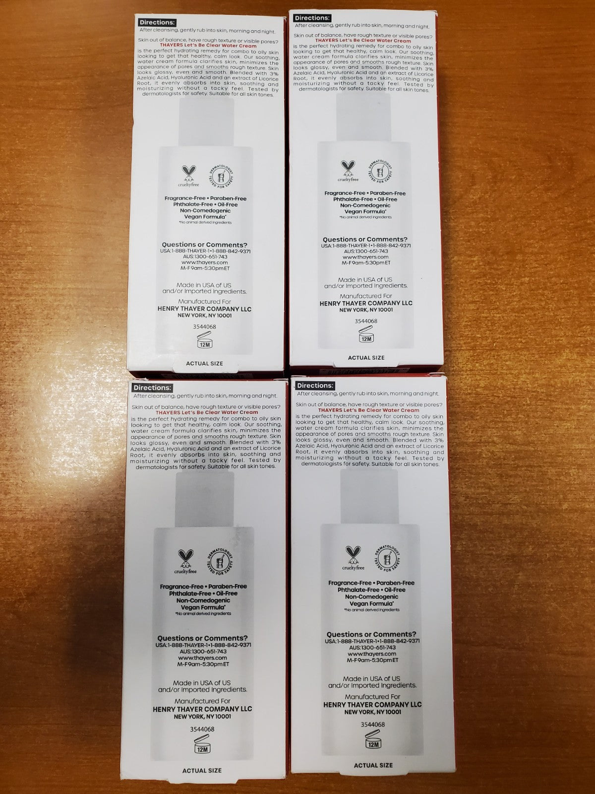Thayers Let's Be Clear Water Face Cream 4 Pack - 2.5 oz each