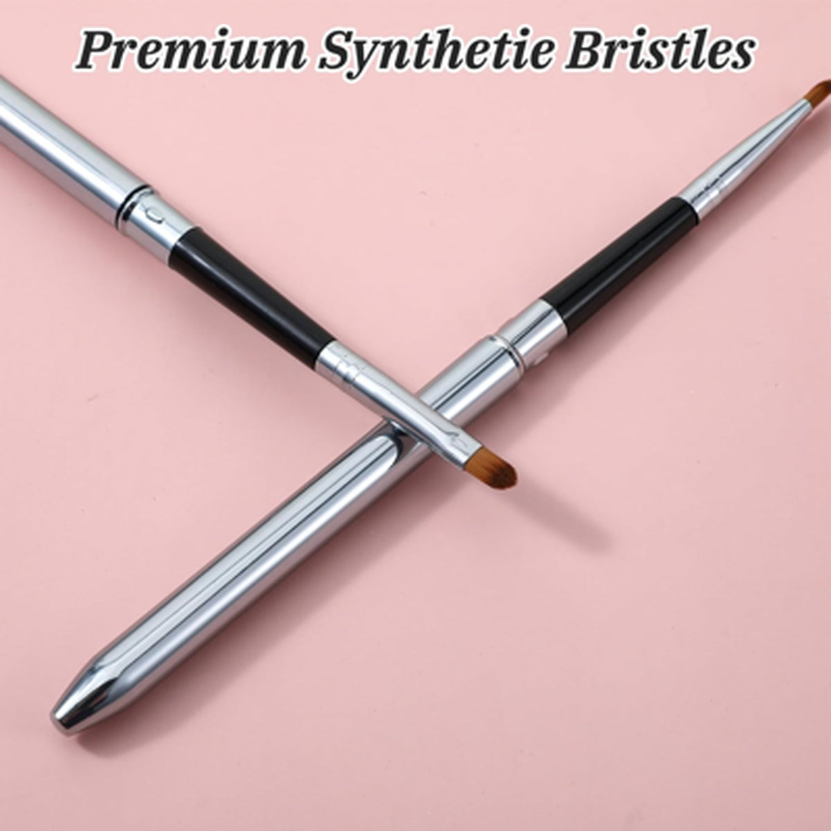 Retractable Lip Brush Set - 6 Silver Makeup Applicators for Precise Lipstick & Gloss