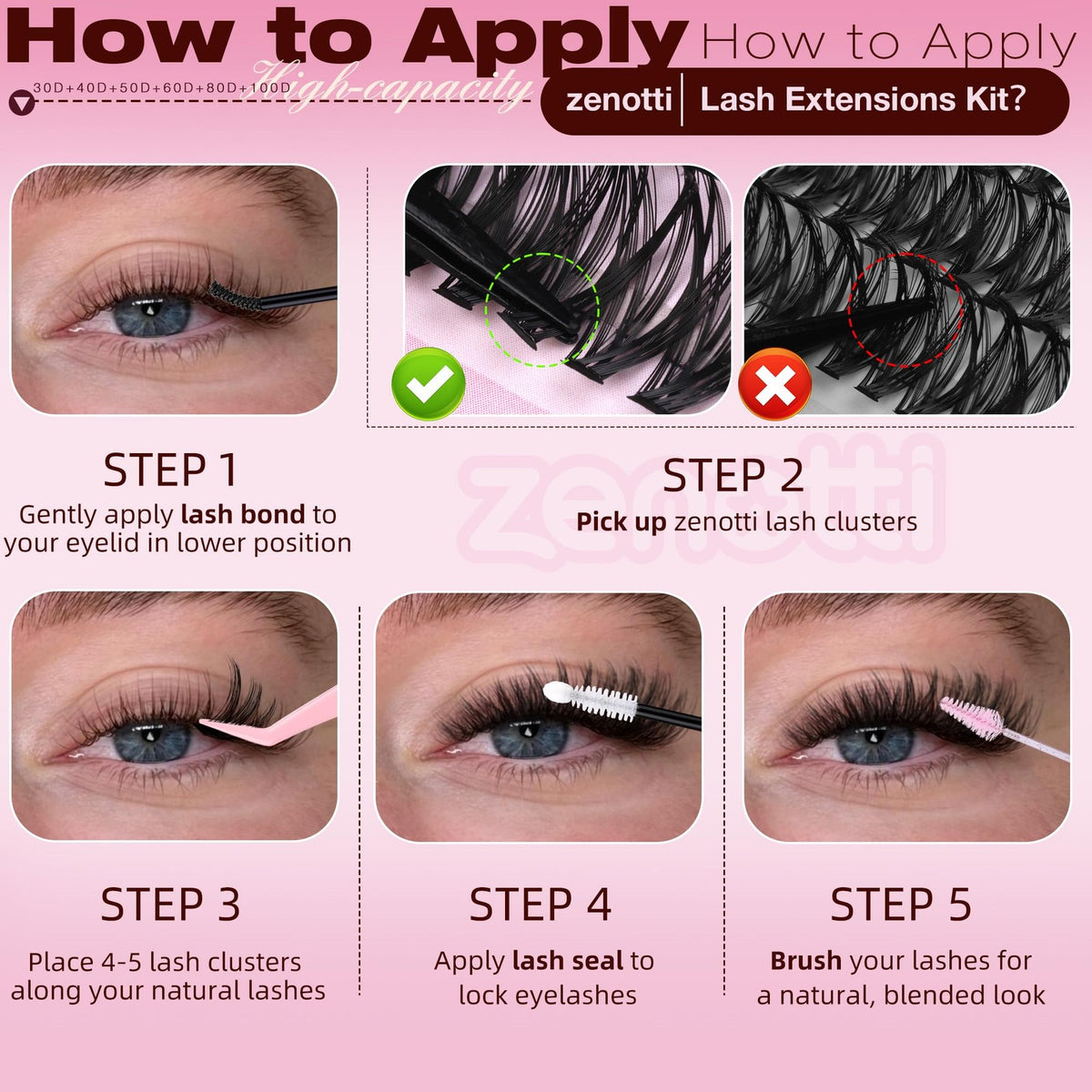 Wispy Lash Clusters Kit - 590pcs Deluxe False Eyelashes Extensions Set