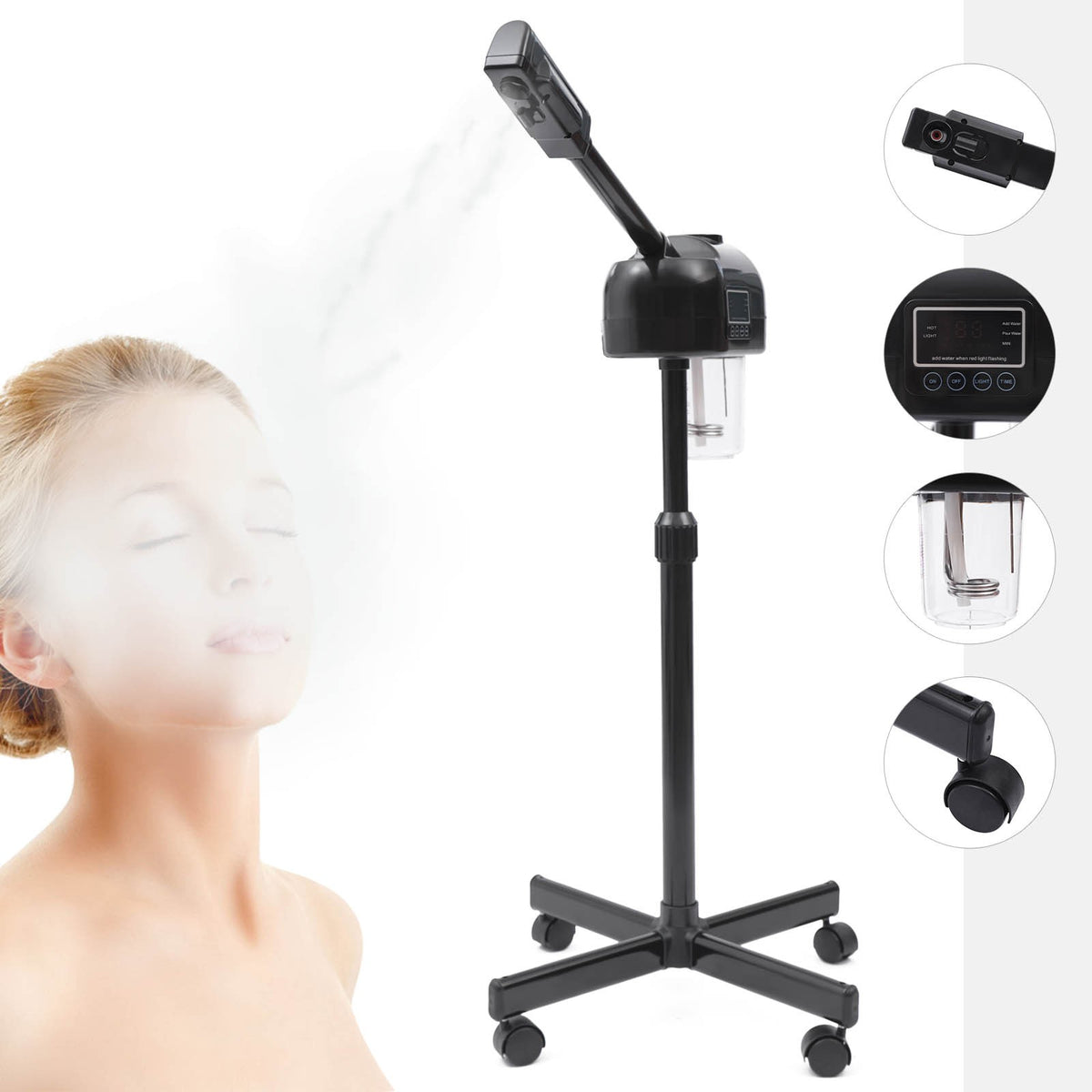 LCD Ozone Facial Steamer for Skin Care at Home Professional Spa Device