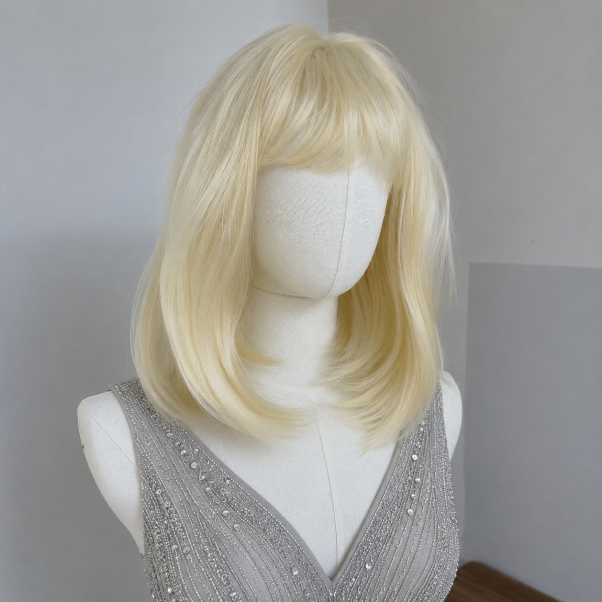 Blonde Heat-Resistant Synthetic Cosplay Wig with Bangs - Bob Straight Style