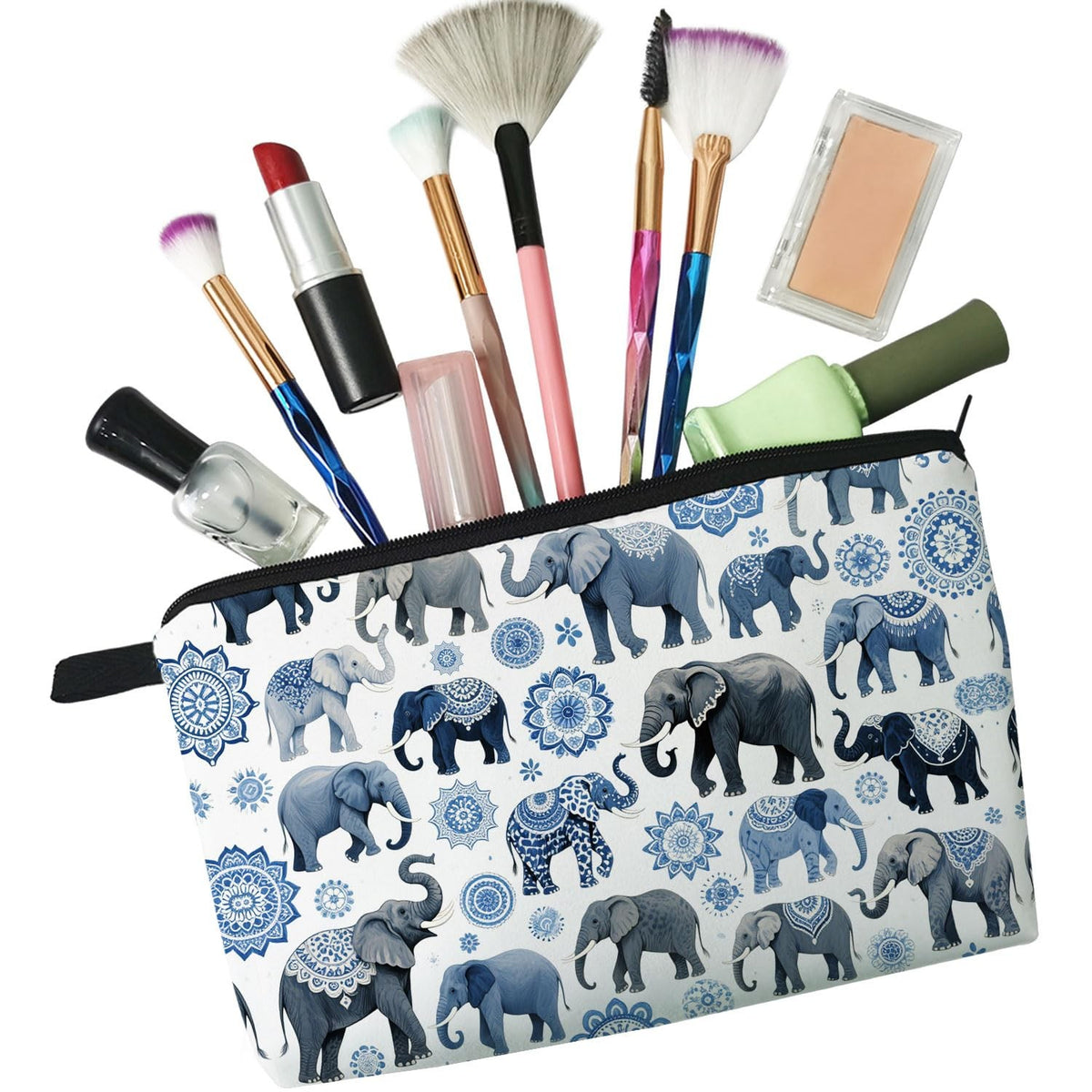 Elephant Makeup Bag Small Organizer Travel Cosmetic Pouch for Women