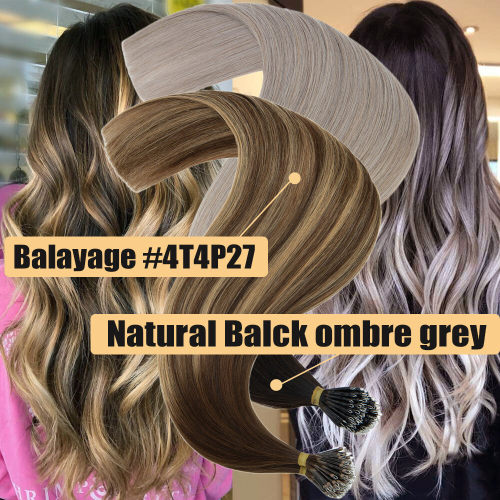 Beads Hair Extensions Nano Bean Remy Micro Loop Link I Tip - Multiple Colors & Lengths