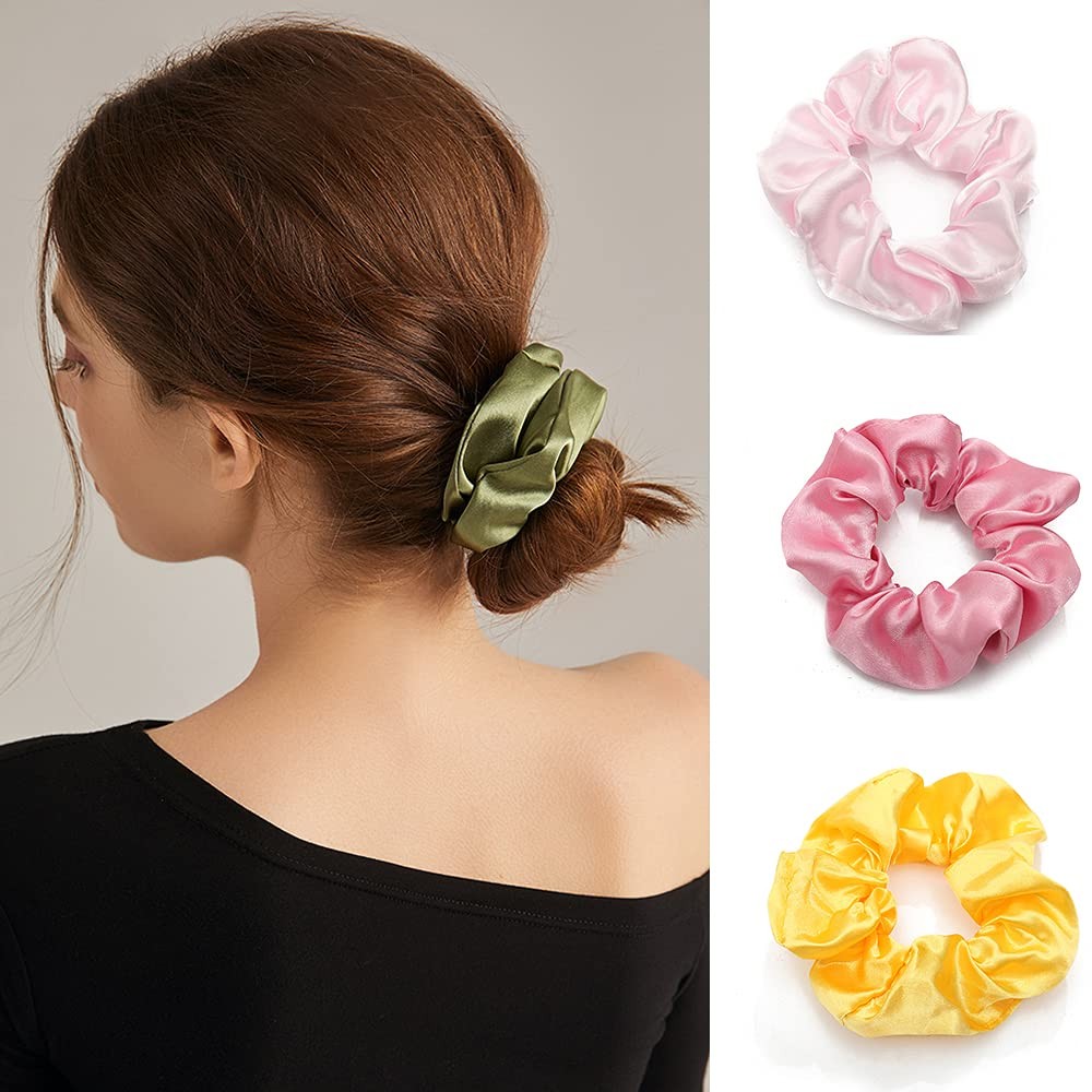 60 Pcs Soft Velvet and Satin Scrunchies for Count (Pack of 1),