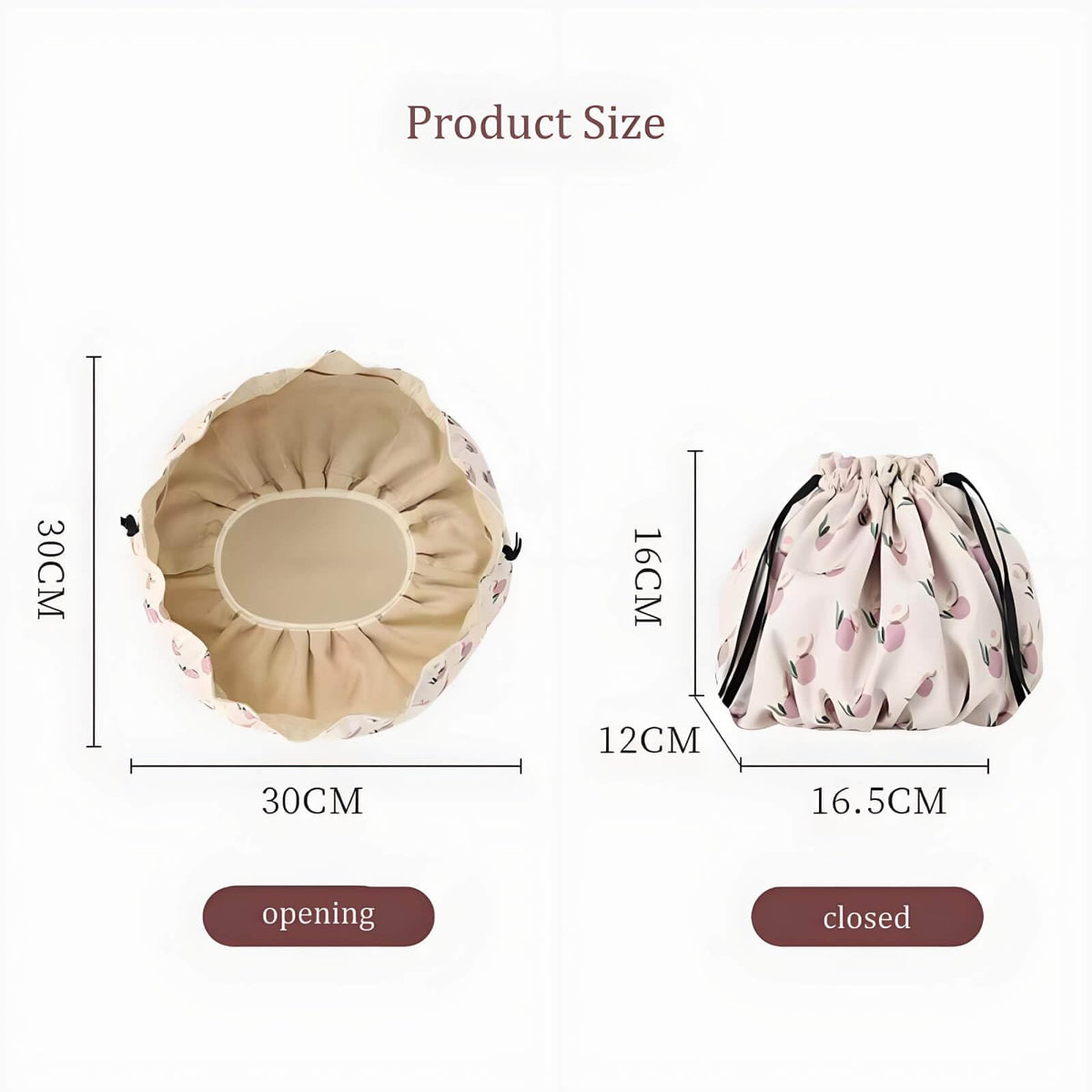 Large Capacity Drawstring Makeup Bag with Oxford Fabric - Milk Apricot