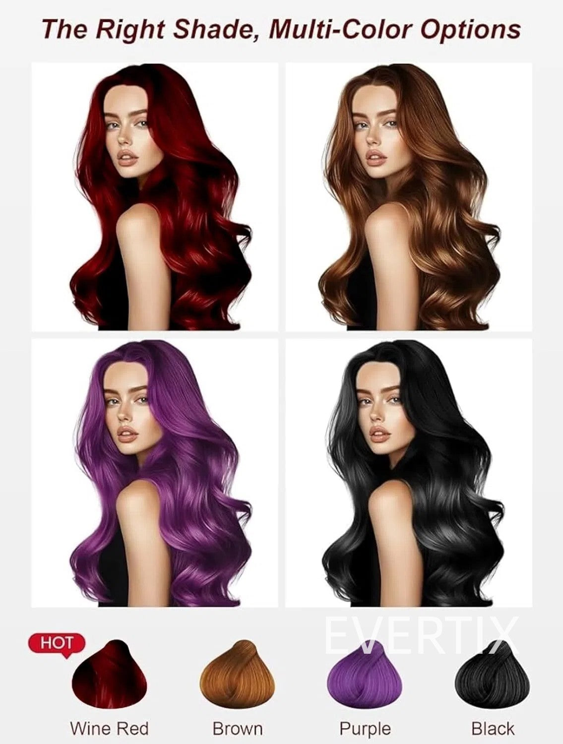 Wine Red Hair Dye Shampoo 3 in 1 - Gray Coverage, 400ml