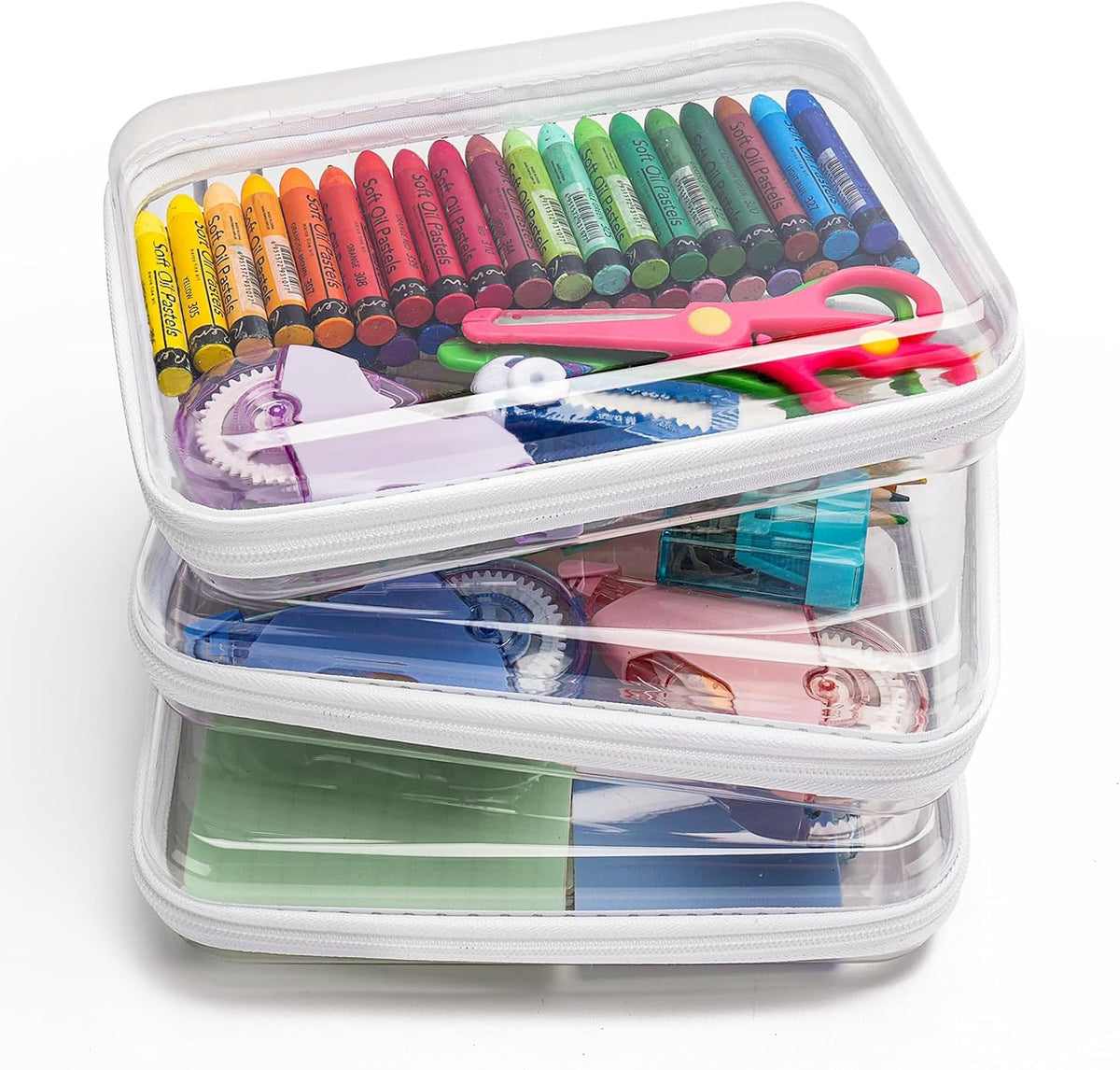 Transparent Rigid Plastic Storage Cases with Zipper - Set of 3