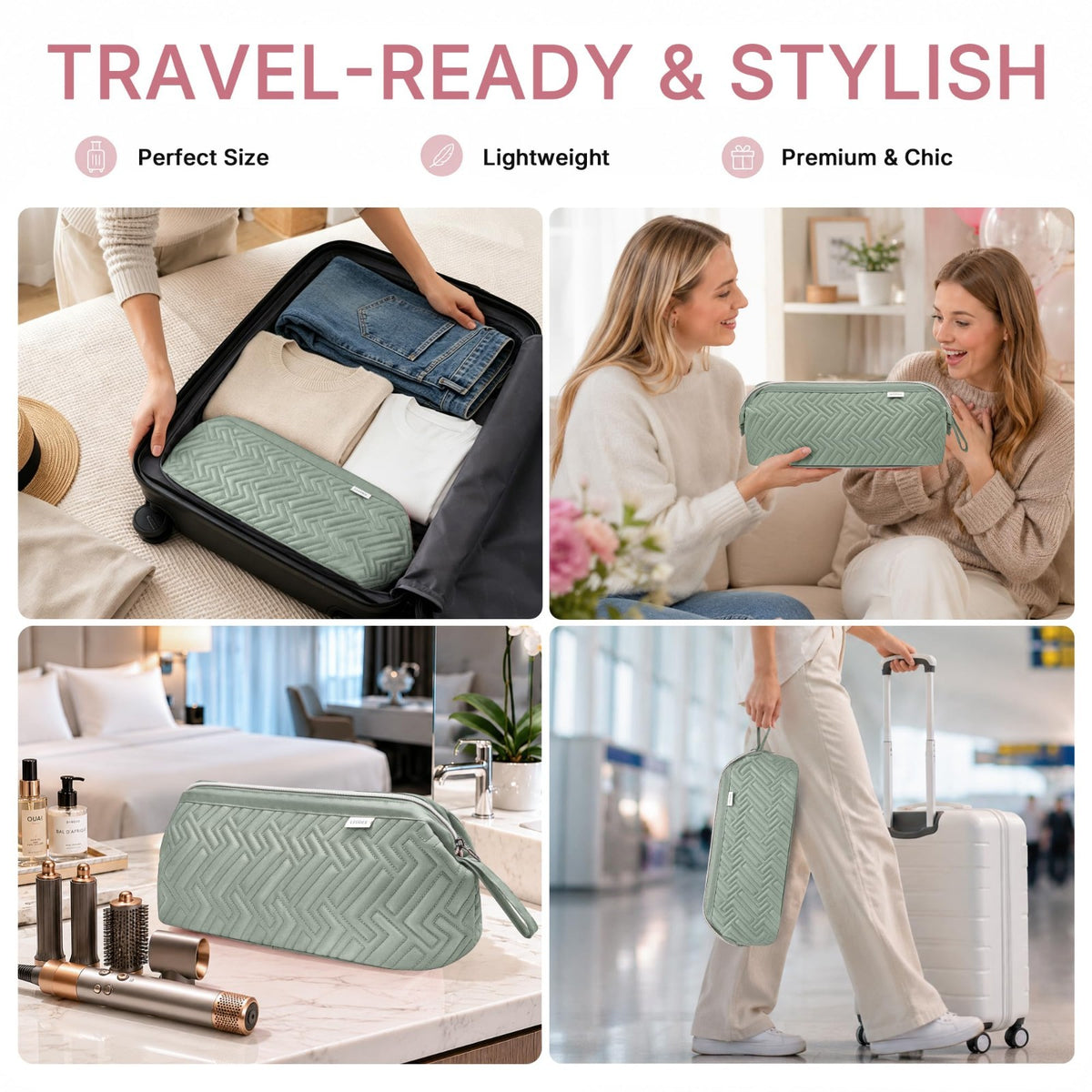 Travel Hair Tool Organizer Bag Waterproof Storage Case for Curling Iron & Dryer