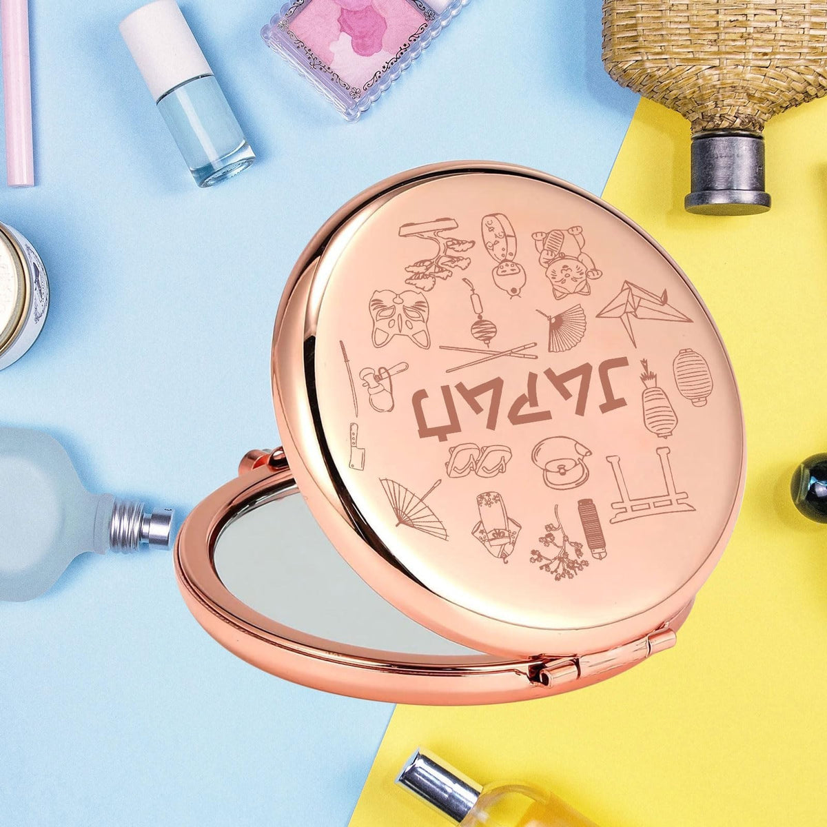Travel Pocket Mirror - Compact Stainless Steel Makeup Mirror for On-the-Go