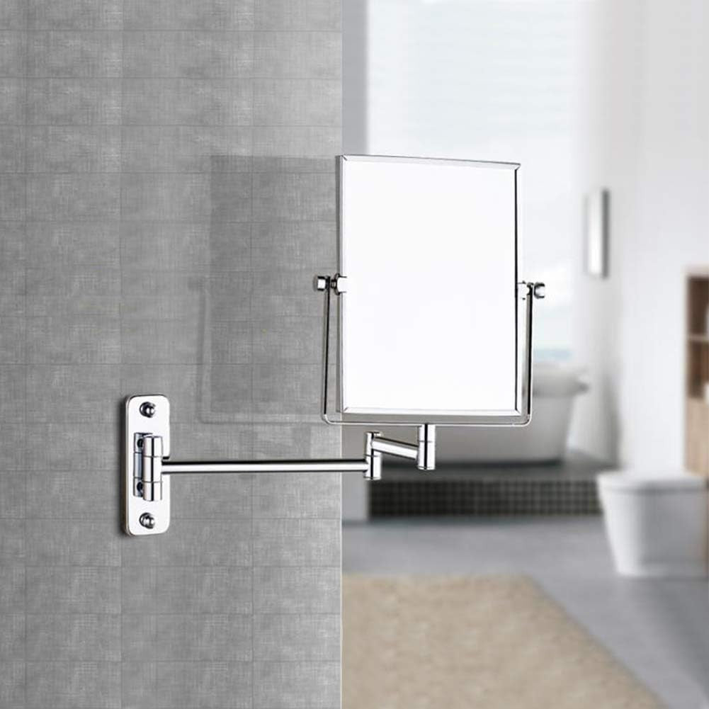 3X Magnifying Wall Mounted Vanity Makeup Mirror - 8x6 Inch Adjustable Chrome Frame