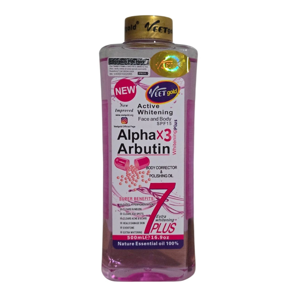 Veet Gold Alpha Arbutin Face Body Corrector Oil 500ml