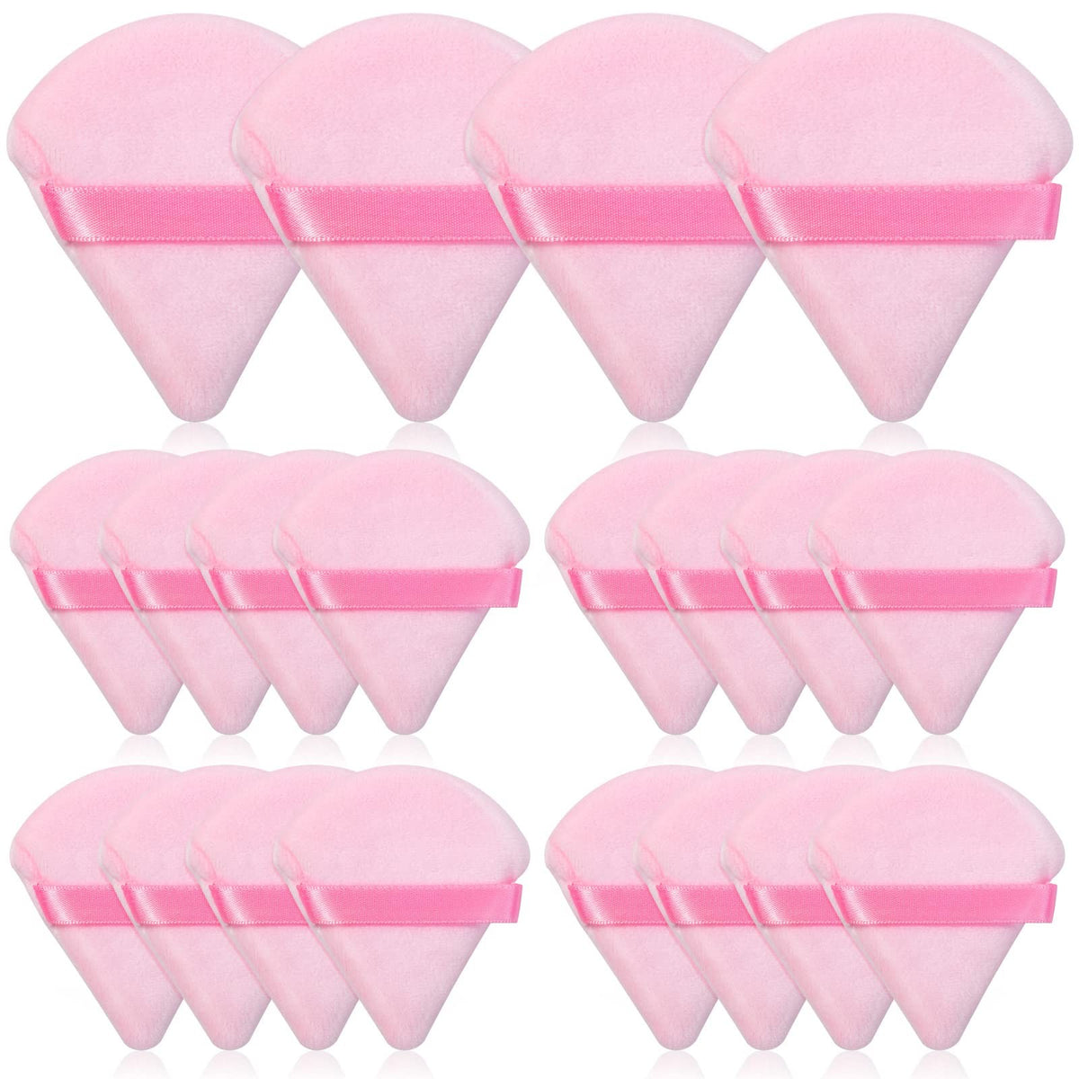 Triangle Makeup Powder Puffs Set - Soft Velour Face Applicators for Foundation & Loose Powder, 20 Pieces