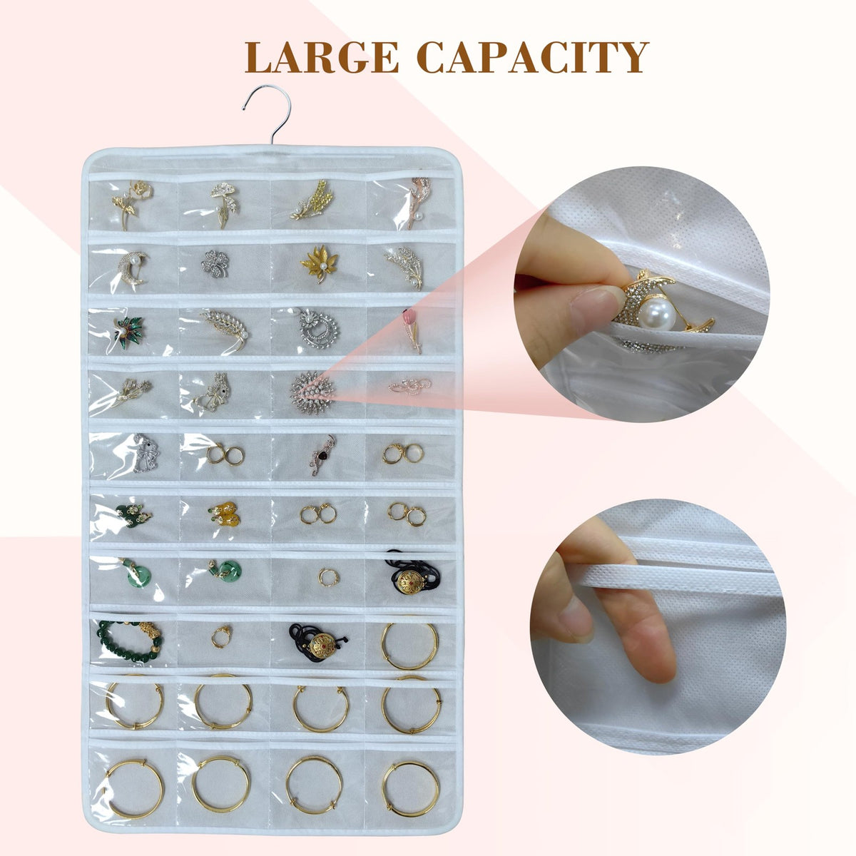Hanging Jewelry Organizer Wall Door Double-Sided White Storage Solution