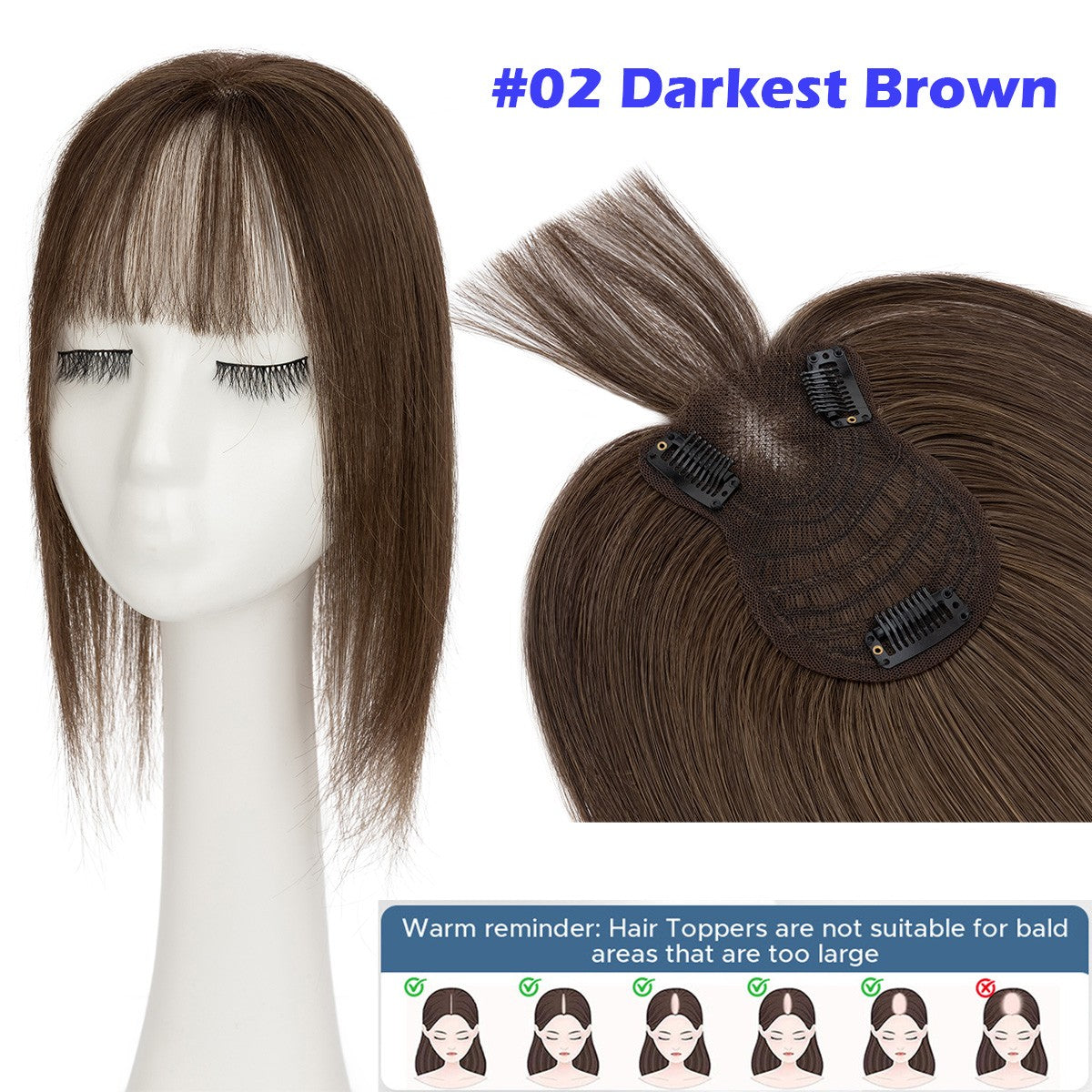 Lightweight Clip-In Hair Topper for Women with Remy Human Hair & Bangs